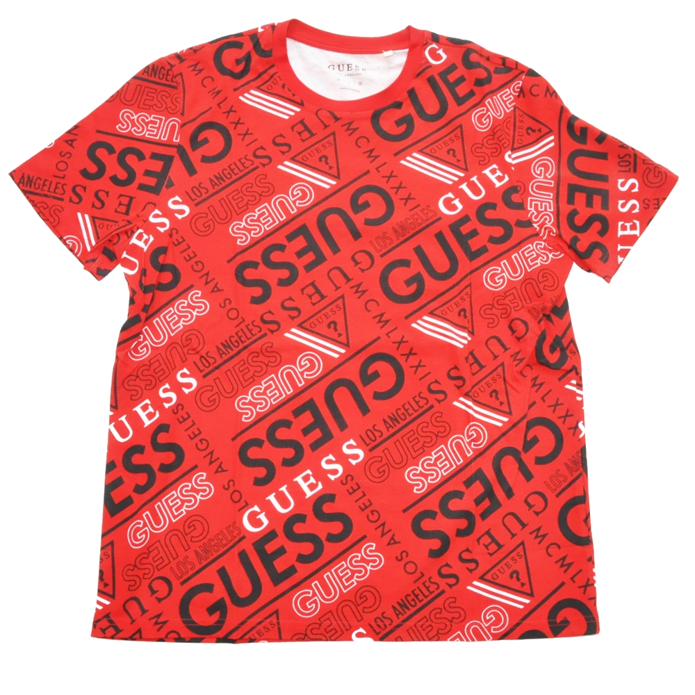 GUESS / ゲス GUESS LOGO MONOGRAM T-SHIRT RED XL